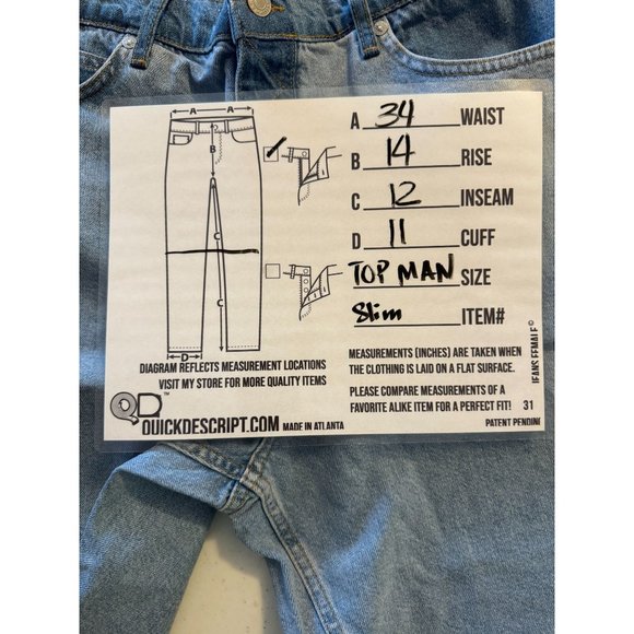 TOPMAN NWOT SZ 34 Two Tone Mens Frayed Jean Short - Picture 2 of 9